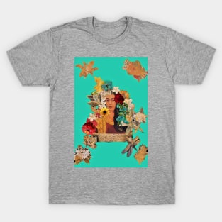 Deep Aqua Frida Collage T-Shirt